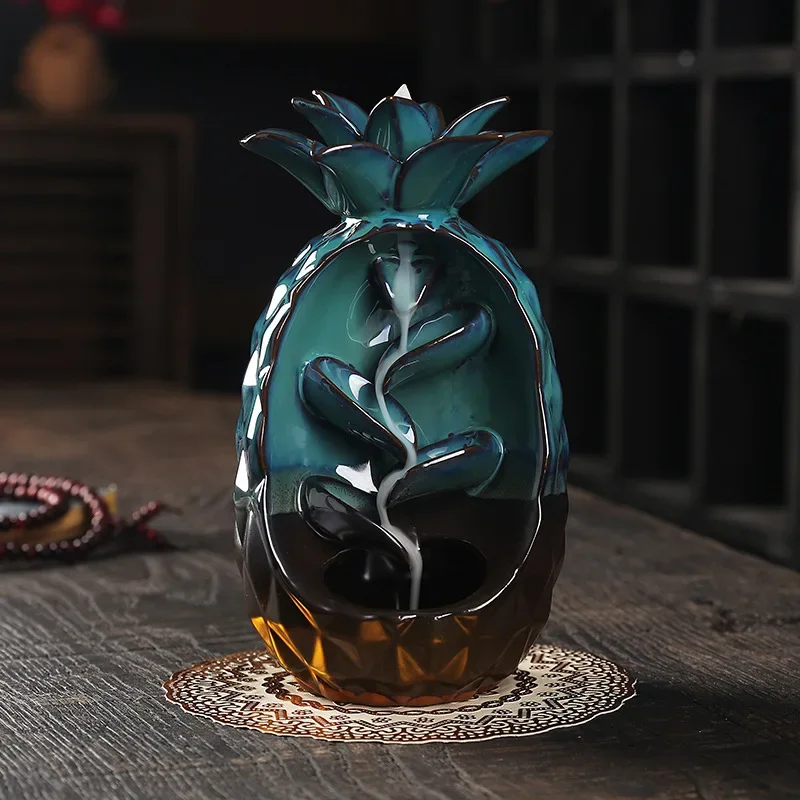 Candle Holder Decor - حامل بخور سيراميك على شكل أناناس،