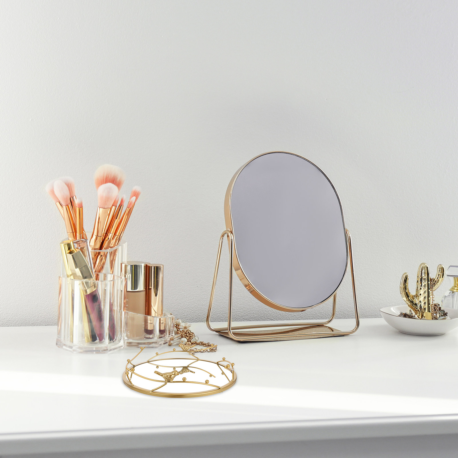 صينية زينة دائرية ذهبية بتصميم - مراجعة Decorative Mirror وسعره