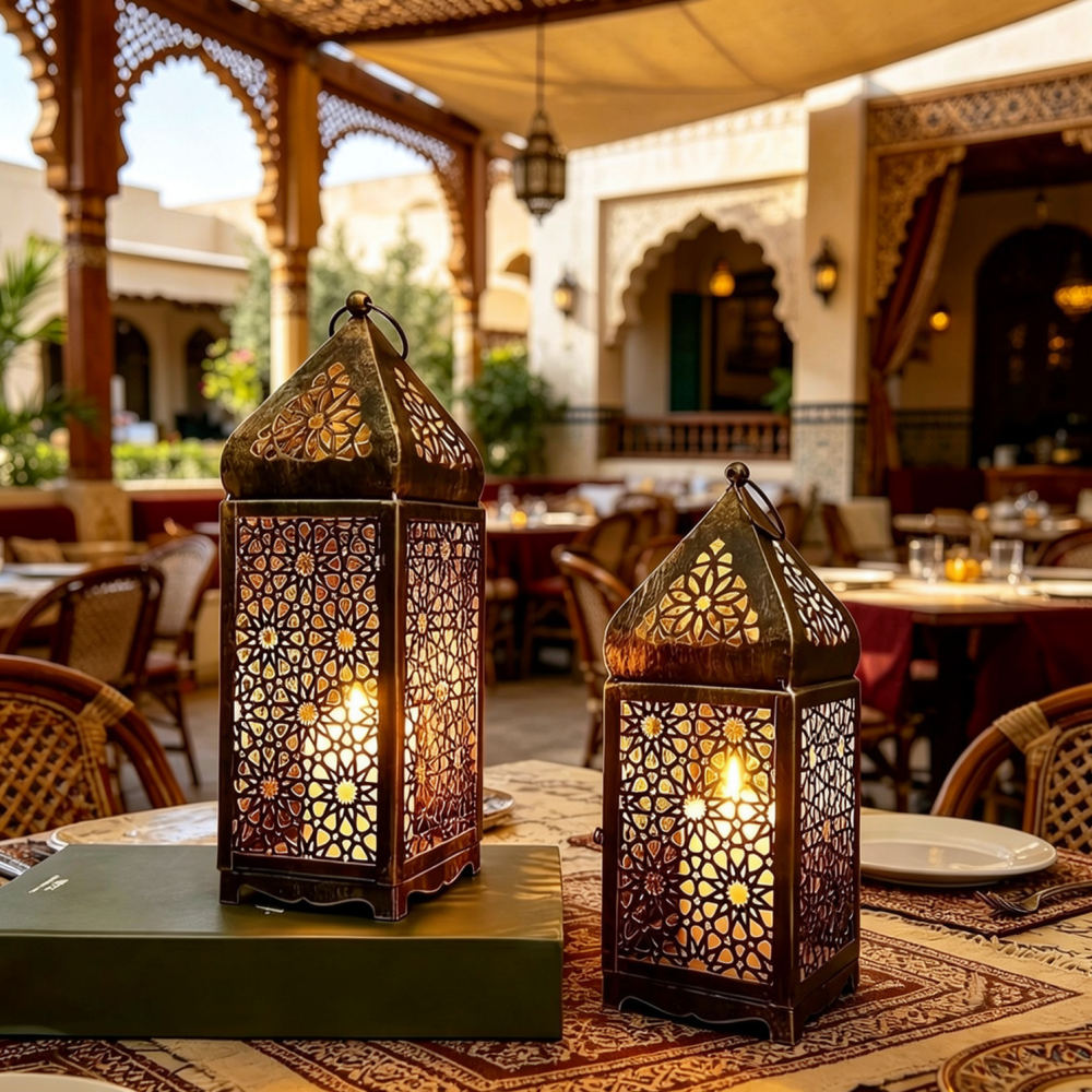 فانوس شموع مغربي ريفي من الحدي - مراجعة Candle Holder Decor وسعره